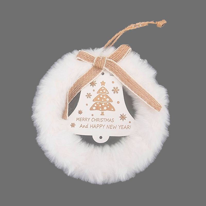 Décoration de Noël à suspendre en bois et fourrure motif cloche