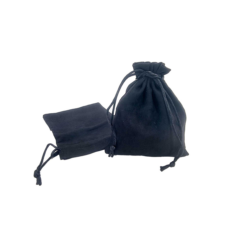 10 bolsitas de regalo de ante negro con cordones deslizantes de 10 x 11 cm