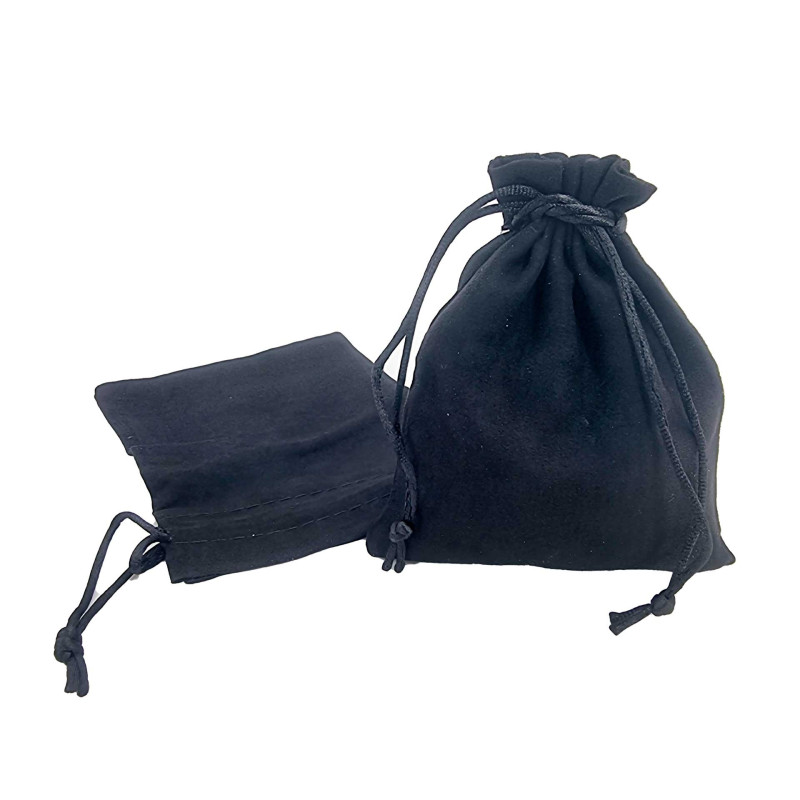 10 bolsas grandes de regalo de ante negro con cordones deslizantes 14x20 cm