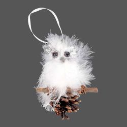 Decoración para el árbol de Navidad con búhos y piña - Blanco