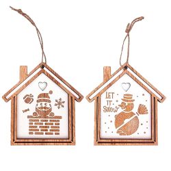 2 decoraciones de navidad para colgar con forma de casita