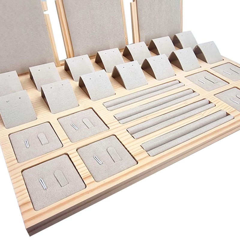 Plateau de présentation pour bijoux et accessoires - Suédine beige