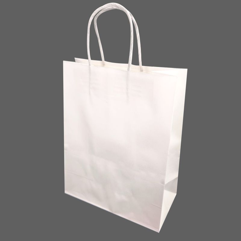12 bolsas grandes de regalo de papel kraft blanco 31x12x42cm