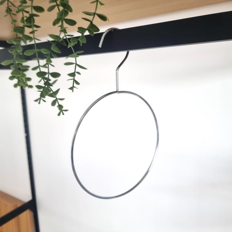 Lot de 10 cintres rond à foulard en métal chromé - Ø18cm