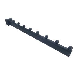 Brazo recto liso de acero con superficie redondeada y bolas separadoras de 40 cm - Negro mate
