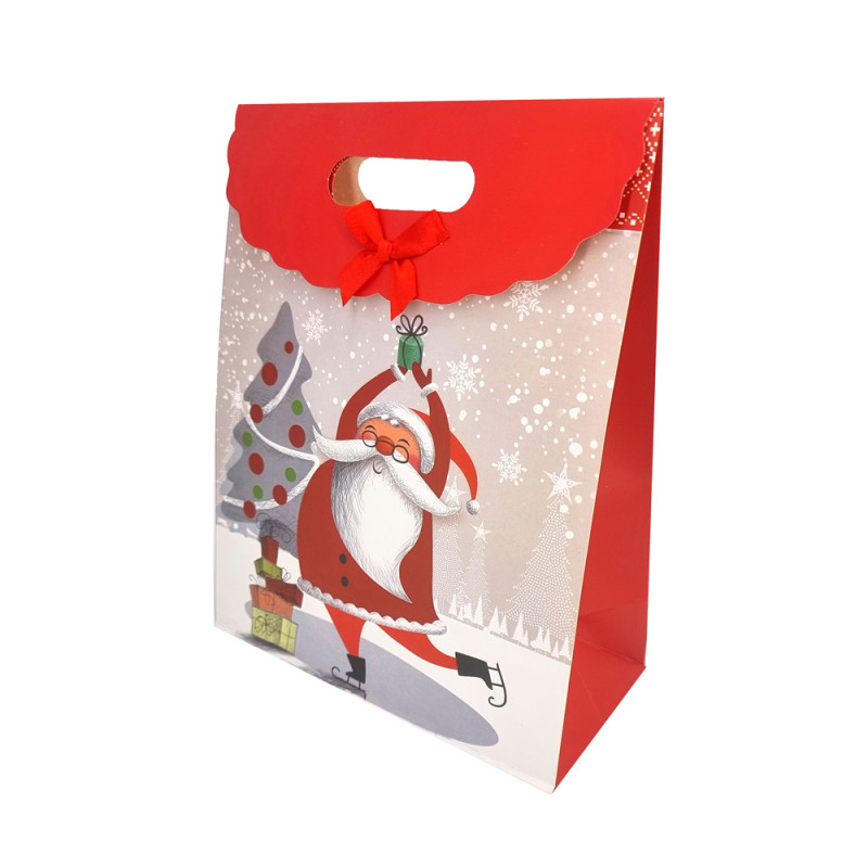 12 bolsitas de regalo grandes con cierre de velcro con motivo de navidad y regalos, 24,5 x 12 x 31,5 cm
