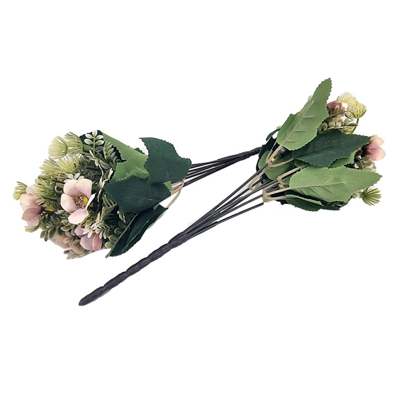 Pequeño ramo artificial de flores de verano malva, flores artificiales