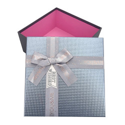 Caja de regalo cuadrada grande bicolor con tapa iridiscente 19x19x9 cm - Plateada