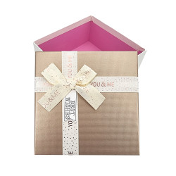 Caja de regalo cuadrada pequeña bicolor con tapa iridiscente 15x15x7 cm - Dorado