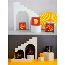 Set de 4 artículos de decoración para vitrina de espuma blanca - Puertas