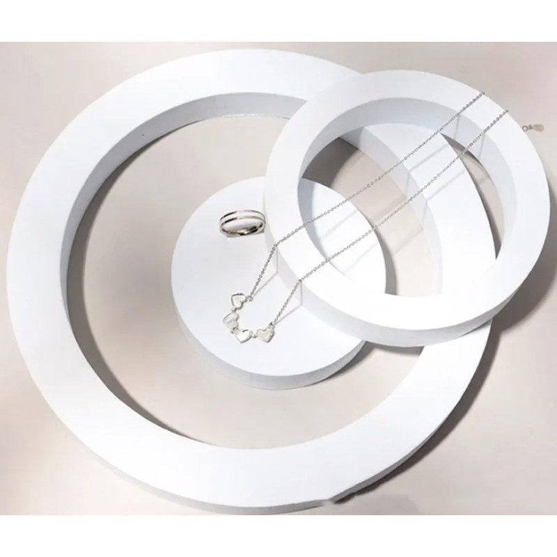 Set de 4 artículos de decoración de polimero blanco con forma de círculos