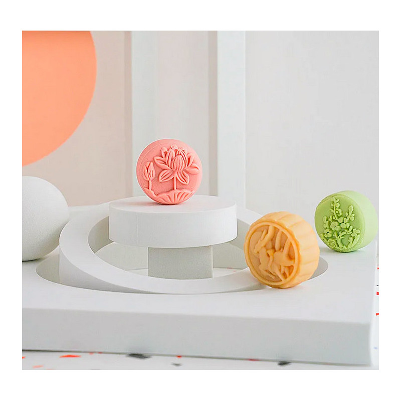 Set de 4 artículos de decoración de polimero blanco con forma de círculos