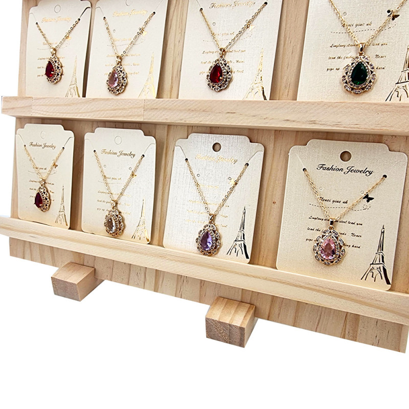 Estantería de madera de pino de 4 niveles para joyas y accesorios
