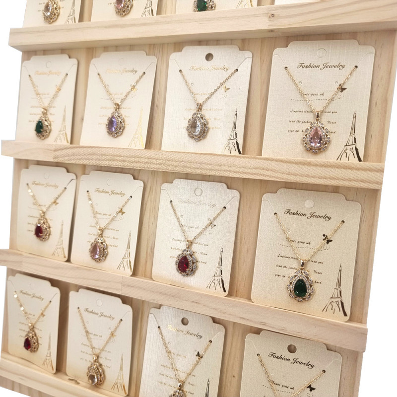 Estantería de madera de pino de 4 niveles para joyas y accesorios
