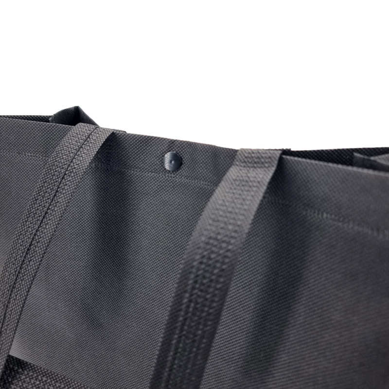 Bolsa grande de tela no tejida con asas, negra, bolsa grande reutilizable