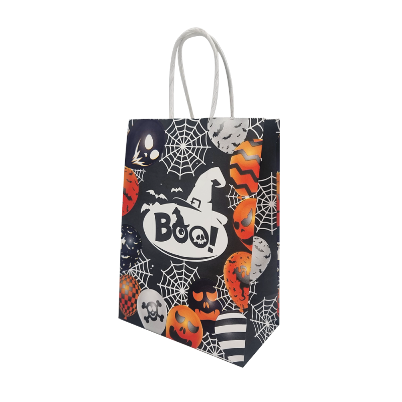 12 bolsas de papel kraft de Halloween 15x8x21 cm - ¡Boo!