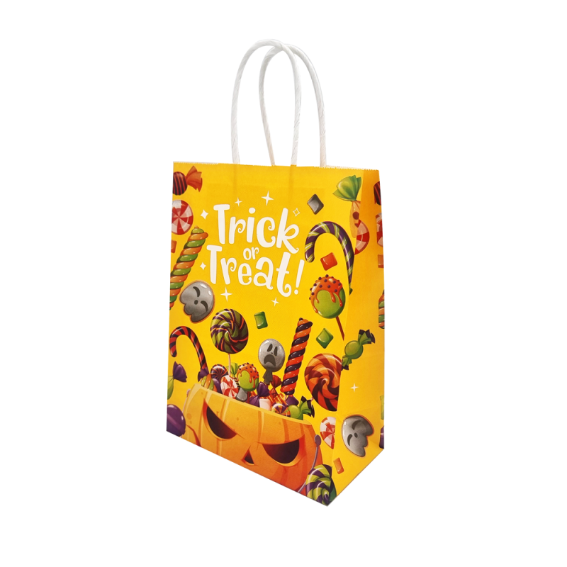 12 bolsas de papel kraft de Halloween 15x8x21 cm - Caramelos