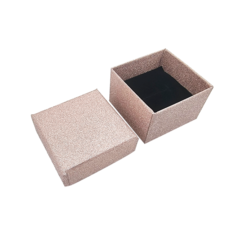 24 estuches pequeños para anillos con purpurina 5x5 cm - Oro rosa
