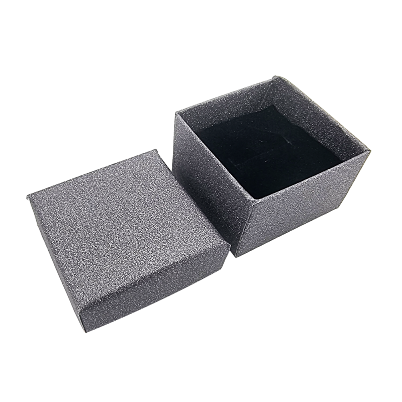 24 estuches pequeños para anillos con purpurina 5x5 cm - Gris