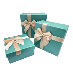 Caja de regalo grande con lazo de raso dorado 19x19x9,5 cm - Verde sarcelle
