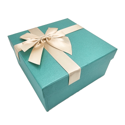 Caja de regalo grande con lazo de raso dorado 19x19x9,5 cm - Verde sarcelle