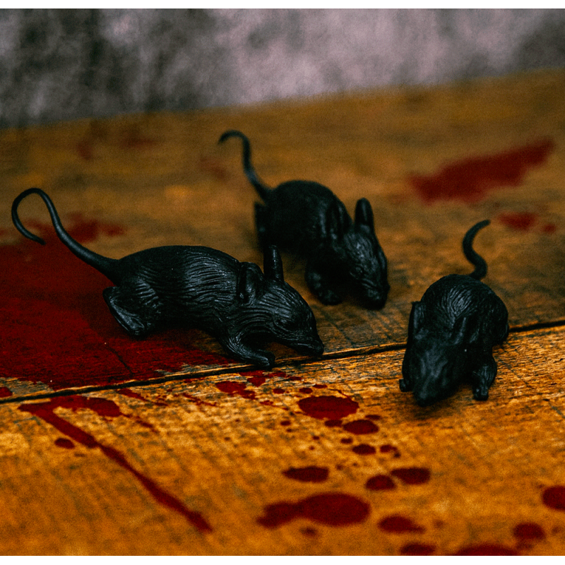 Lote de 3 ratas negras para decoración de Halloween