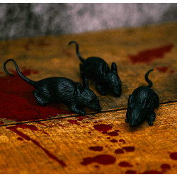 Lote de 3 ratas negras para decoración de Halloween