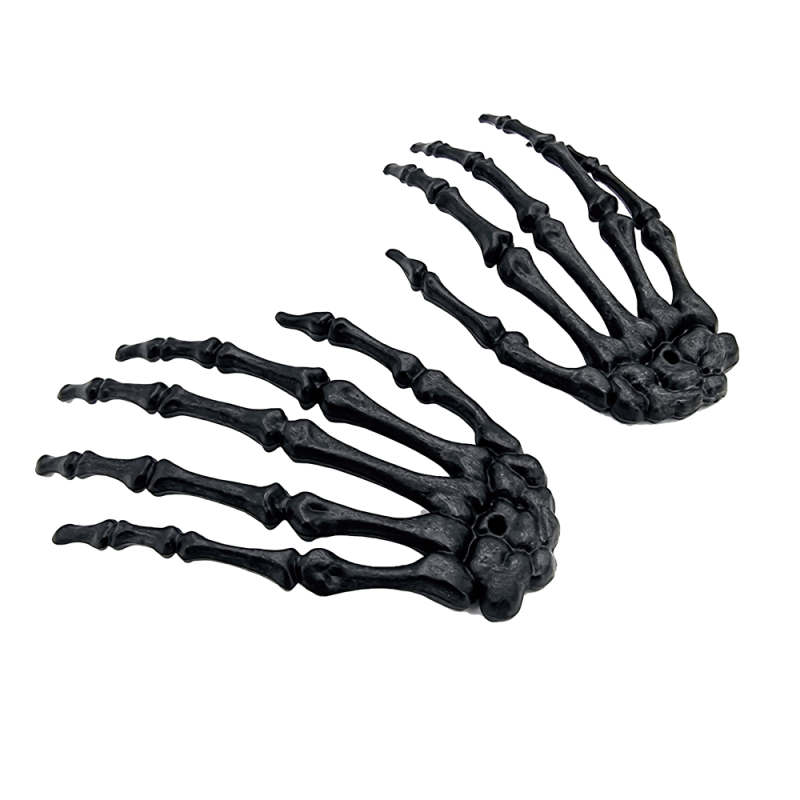 2 esqueletos de manos negros para decoración de vitrina de halloween