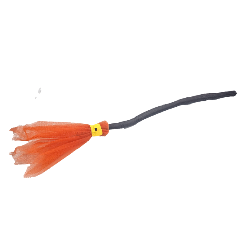Escoba de bruja de halloween de tul naranja