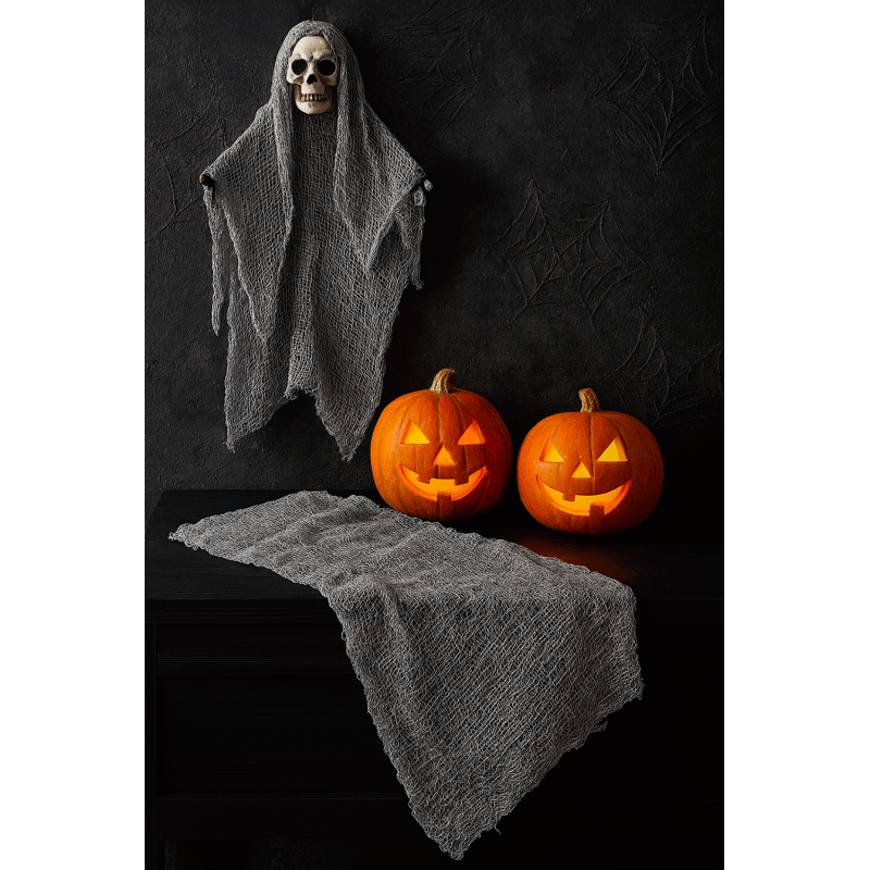 1 cortina de gasa para decorar puertas en halloween - Gris