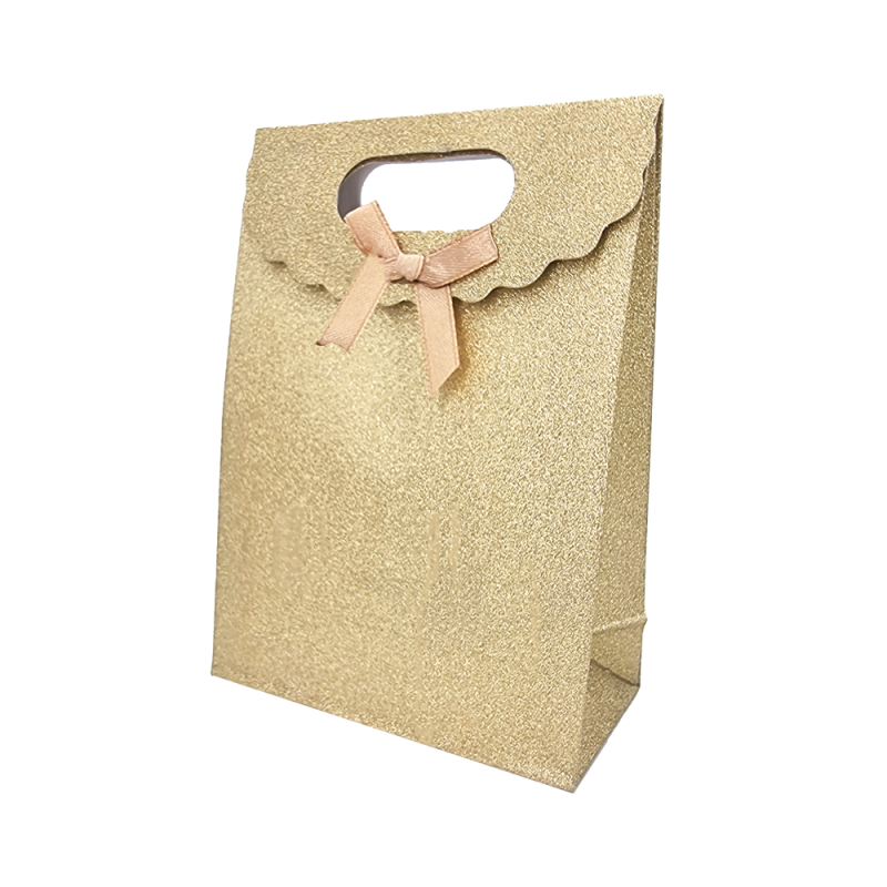 12 cajas de regalo con cierre de velcro y purpurina 12x6x16 cm - Dorada