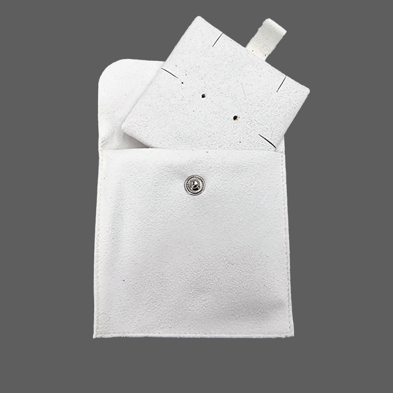 Estuche para joyas con cierre a presión y soporte de ante blanco