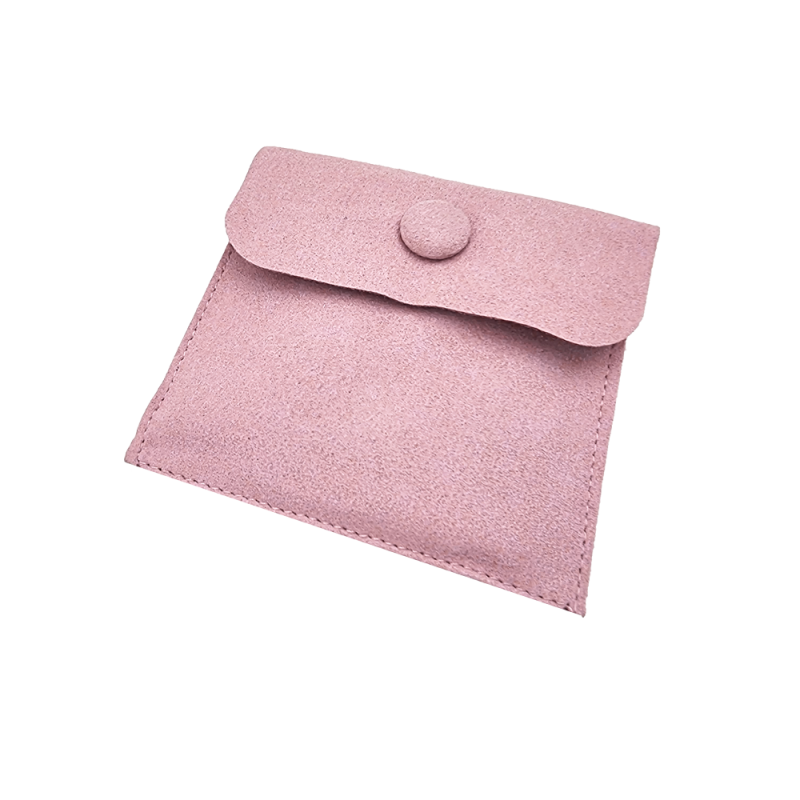 Estuche para joyas con cierre a presión y soporte de terciopelo morado lila