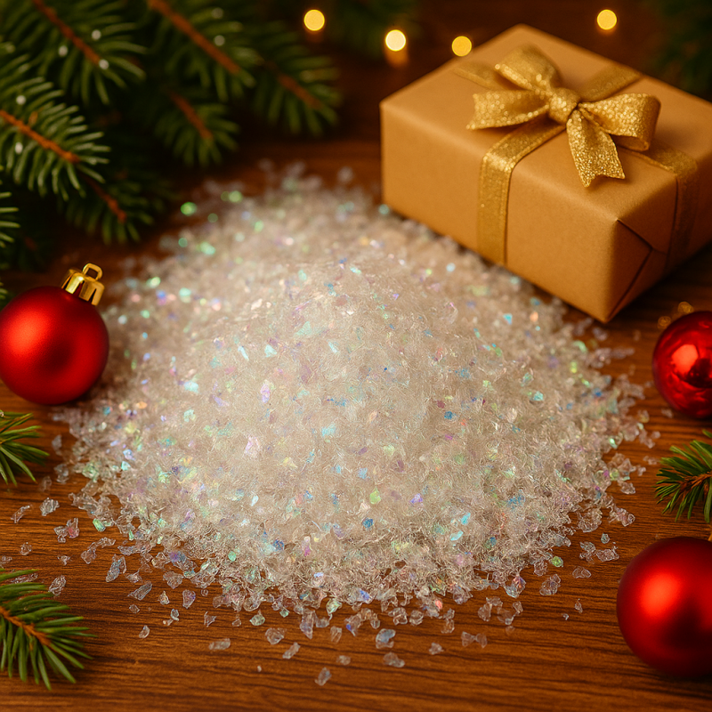 Copos de nieve artificiales blancos nacarados para decoración de navidad