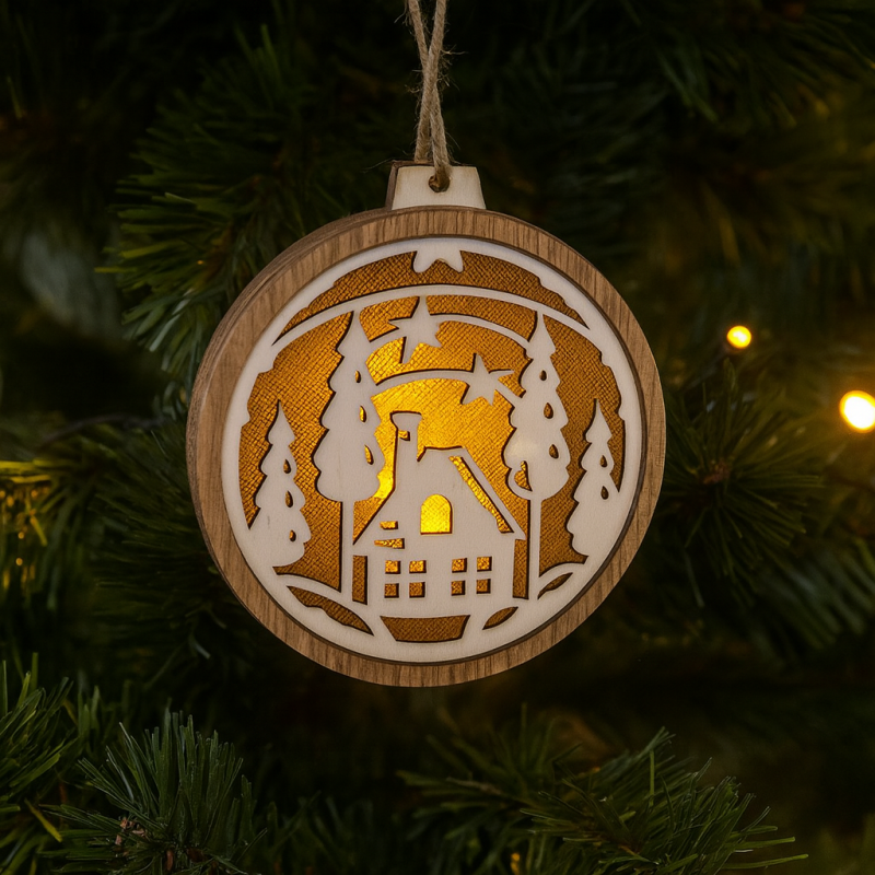 Decoración de navidad luminosa para colgar con forma de casa