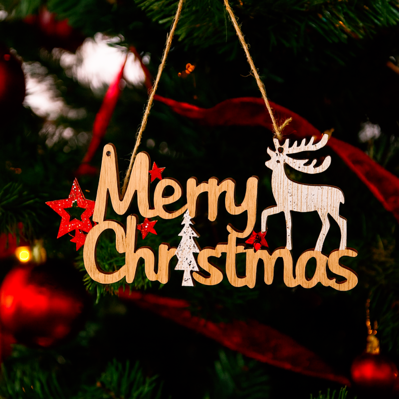 Cartel de madera «Merry Christmas» para colgar