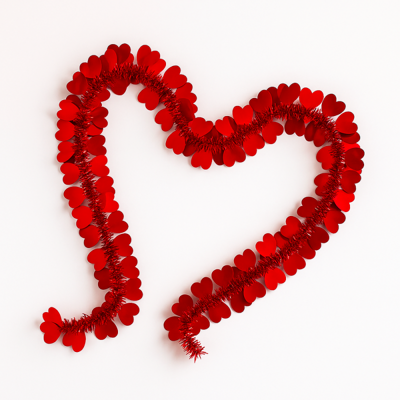 Guirnalda de navidad con corazones de 5 cm - roja