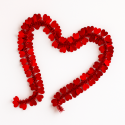 Guirnalda de navidad con corazones de 5 cm - roja