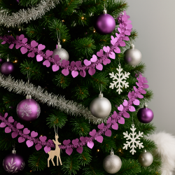 Guirnalda de navidad con corazones de 5 cm - rosa malva