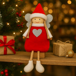 Pequeño peluche de hada de navidad rojo