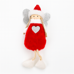Pequeño peluche de hada de navidad rojo