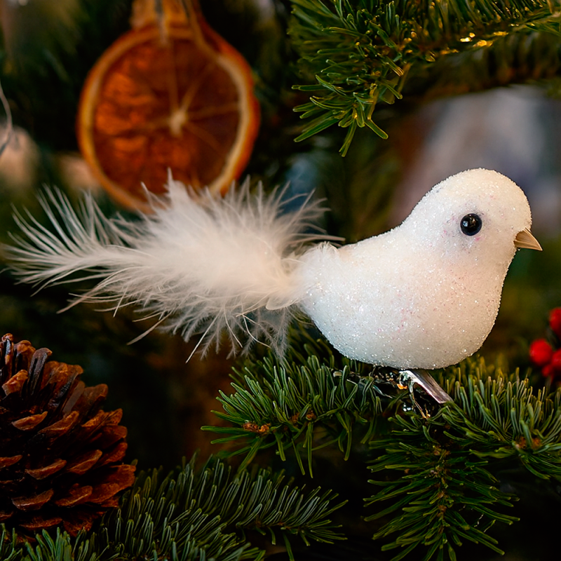 Decoración para árbol de Navidad con forma de paloma, 3 x 13 cm