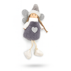 Pequeño peluche de hada de navidad gris