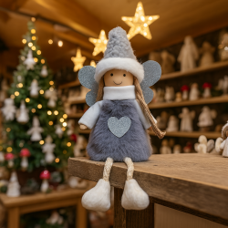 Pequeño peluche de hada de navidad gris