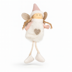 Pequeño peluche de hada de navidad blanca