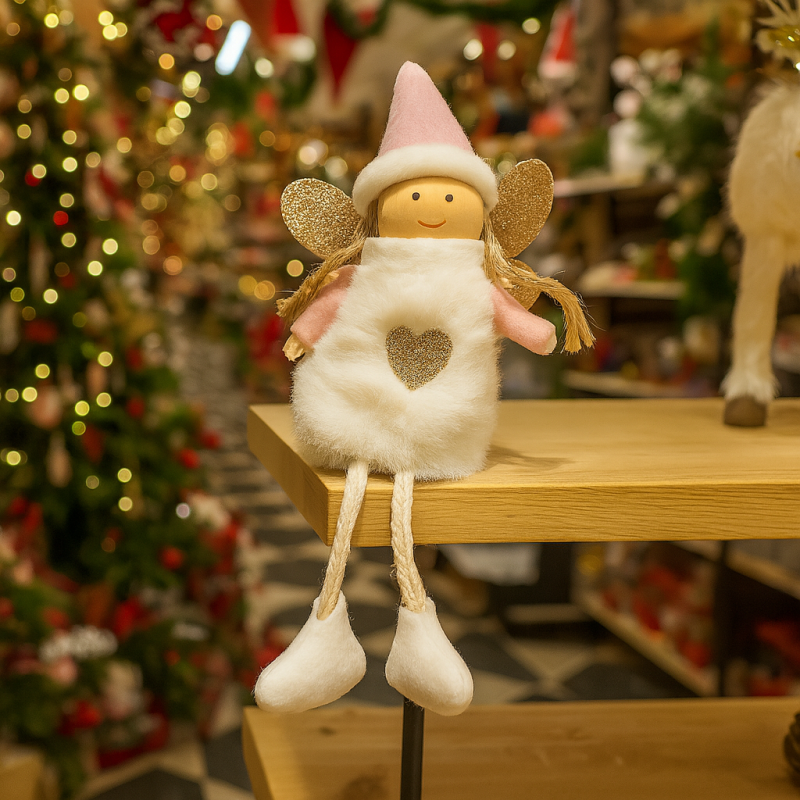 Pequeño peluche de hada de navidad blanca