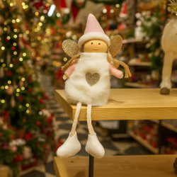 Pequeño peluche de hada de navidad blanca