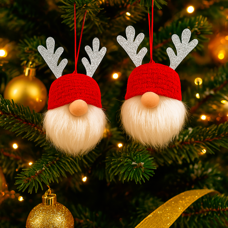 2 decoraciones para el árbol de navidad de Papá Noel pequeño