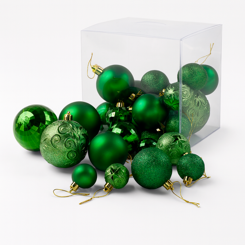 Set de 36 bolas de navidad verdes de pino