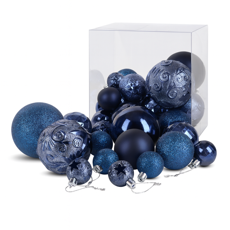 Set de 36 bolas de navidad azul noche